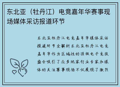 东北亚（牡丹江）电竞嘉年华赛事现场媒体采访报道环节