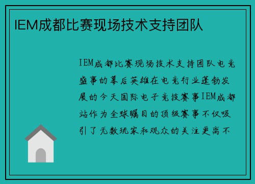 IEM成都比赛现场技术支持团队