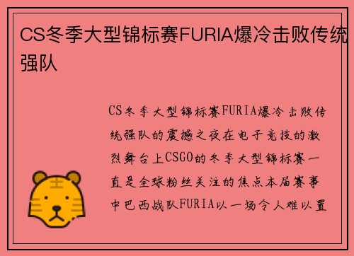 CS冬季大型锦标赛FURIA爆冷击败传统强队