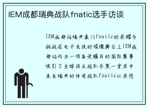 IEM成都瑞典战队fnatic选手访谈